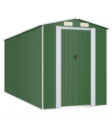 vidaXL Garden Shed Green 192x440x223 cm Galvanised Steel — Size: 192 x 440 x 223 cm