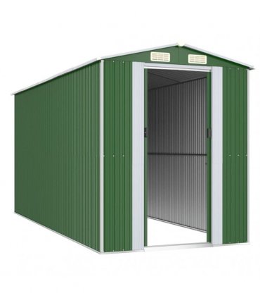 vidaXL Garden Shed Green 192x440x223 cm Galvanised Steel — Size: 192 x 440 x 223 cm