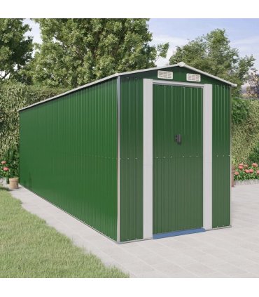 vidaXL Garden Shed Green 192x606x223 cm Galvanised Steel — Size: 192 x 606 x 223 cm
