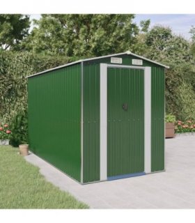 vidaXL Garden Shed Green 192x357x223 cm Galvanised Steel — Size: 192 x 357 x 223 cm