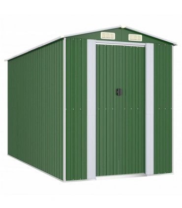vidaXL Garden Shed Green 192x357x223 cm Galvanised Steel — Size: 192 x 357 x 223 cm