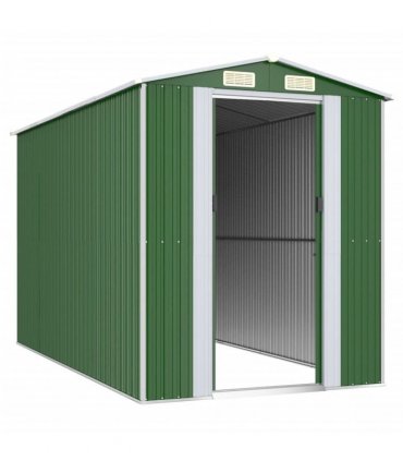 vidaXL Garden Shed Green 192x357x223 cm Galvanised Steel — Size: 192 x 357 x 223 cm