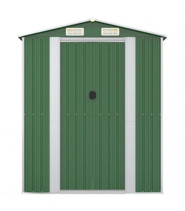 vidaXL Garden Shed Green 192x357x223 cm Galvanised Steel — Size: 192 x 357 x 223 cm