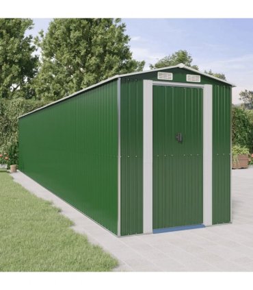 vidaXL Garden Shed Green 192x1021x223 cm Galvanised Steel — Size: 192 x 1021 x 223 cm