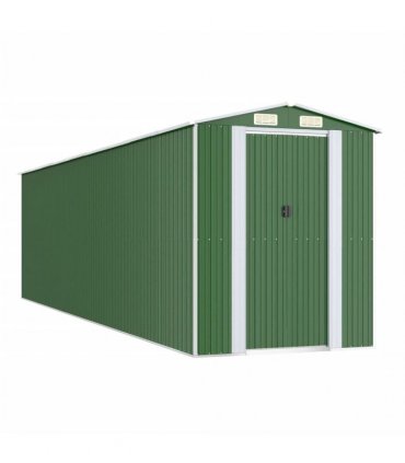 vidaXL Garden Shed Green 192x772x223 cm Galvanised Steel — Size: 192 x 772 x 223 cm