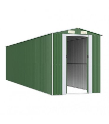 vidaXL Garden Shed Green 192x772x223 cm Galvanised Steel — Size: 192 x 772 x 223 cm