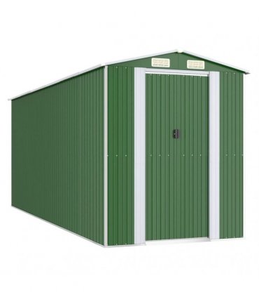 vidaXL Garden Shed Green 192x523x223 cm Galvanised Steel — Size: 192 x 523 x 223 cm