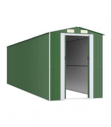 vidaXL Garden Shed Green 192x689x223 cm Galvanised Steel — Size: 192 x 689 x 223 cm