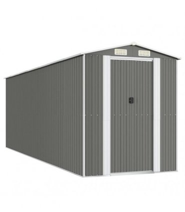 vidaXL Garden Shed Light Grey 192x606x223 cm Galvanised Steel — Size: 192 x 606 x 223 cm