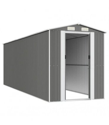 vidaXL Garden Shed Light Grey 192x606x223 cm Galvanised Steel — Size: 192 x 606 x 223 cm