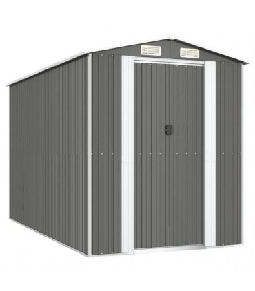 vidaXL Garden Shed Light Grey 192x357x223 cm Galvanised Steel — Size: 192 x 357 x 223 cm