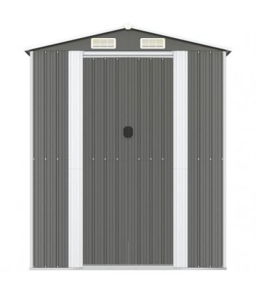 vidaXL Garden Shed Light Grey 192x357x223 cm Galvanised Steel — Size: 192 x 357 x 223 cm