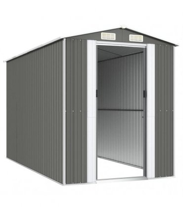 vidaXL Garden Shed Light Grey 192x357x223 cm Galvanised Steel — Size: 192 x 357 x 223 cm