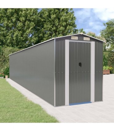 vidaXL Garden Shed Light Grey 192x1021x223 cm Galvanised Steel — Size: 192 x 1021 x 223 cm