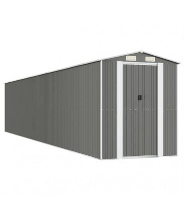 vidaXL Garden Shed Light Grey 192x1021x223 cm Galvanised Steel — Size: 192 x 1021 x 223 cm
