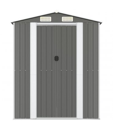 vidaXL Garden Shed Light Grey 192x1021x223 cm Galvanised Steel — Size: 192 x 1021 x 223 cm