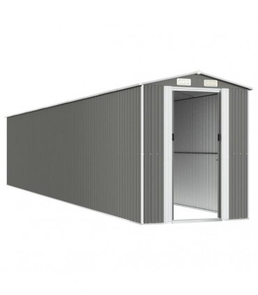 vidaXL Garden Shed Light Grey 192x1021x223 cm Galvanised Steel — Size: 192 x 1021 x 223 cm