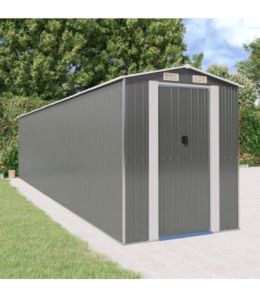 vidaXL Garden Shed Light Grey 192x855x223 cm Galvanised Steel — Size: 192 x 855 x 223 cm