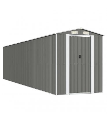 vidaXL Garden Shed Light Grey 192x855x223 cm Galvanised Steel — Size: 192 x 855 x 223 cm