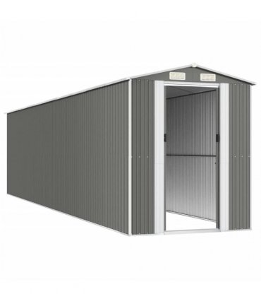 vidaXL Garden Shed Light Grey 192x855x223 cm Galvanised Steel — Size: 192 x 855 x 223 cm