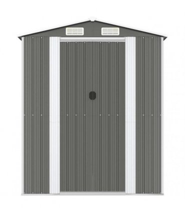 vidaXL Garden Shed Light Grey 192x440x223 cm Galvanised Steel — Size: 192 x 440 x 223 cm