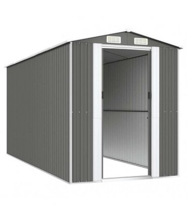 vidaXL Garden Shed Light Grey 192x440x223 cm Galvanised Steel — Size: 192 x 440 x 223 cm