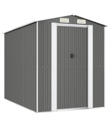 vidaXL Garden Shed Light Grey 192x274x223 cm Galvanised Steel — Size: 192 x 274 x 223 cm