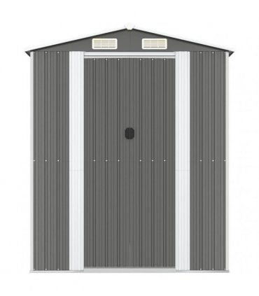 vidaXL Garden Shed Light Grey 192x274x223 cm Galvanised Steel — Size: 192 x 274 x 223 cm