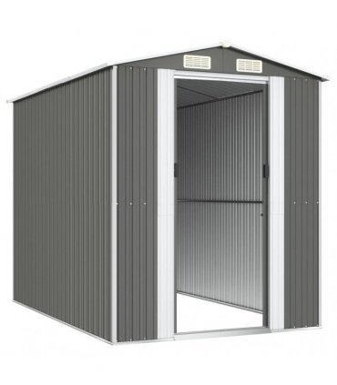 vidaXL Garden Shed Light Grey 192x274x223 cm Galvanised Steel — Size: 192 x 274 x 223 cm