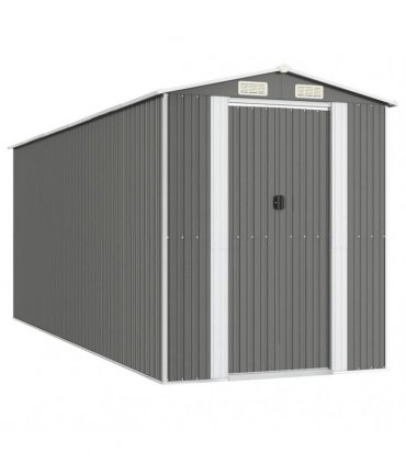 vidaXL Garden Shed Light Grey 192x523x223 cm Galvanised Steel — Size: 192 x 523 x 223 cm
