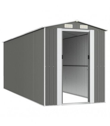 vidaXL Garden Shed Light Grey 192x523x223 cm Galvanised Steel — Size: 192 x 523 x 223 cm