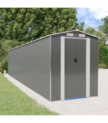 vidaXL Garden Shed Light Grey 192x938x223 cm Galvanised Steel — Size: 192 x 938 x 223 cm