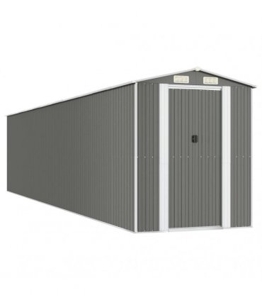 vidaXL Garden Shed Light Grey 192x938x223 cm Galvanised Steel — Size: 192 x 938 x 223 cm