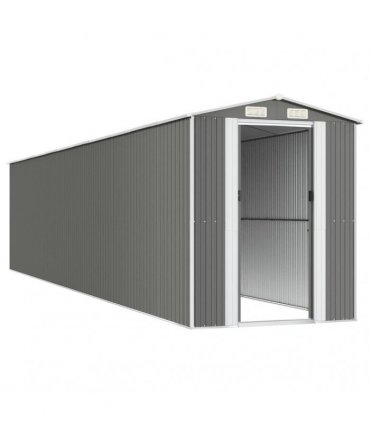 vidaXL Garden Shed Light Grey 192x938x223 cm Galvanised Steel — Size: 192 x 938 x 223 cm