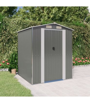 vidaXL Garden Shed Light Grey 192x191x223 cm Galvanised Steel — Size: 192 x 191 x 223 cm