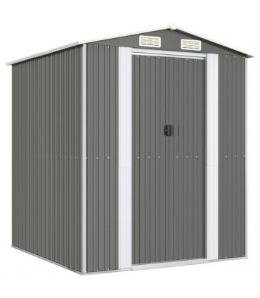 vidaXL Garden Shed Light Grey 192x191x223 cm Galvanised Steel — Size: 192 x 191 x 223 cm