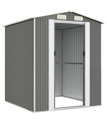 vidaXL Garden Shed Light Grey 192x191x223 cm Galvanised Steel — Size: 192 x 191 x 223 cm