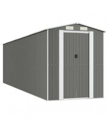 vidaXL Garden Shed Light Grey 192x689x223 cm Galvanised Steel — Size: 192 x 689 x 223 cm