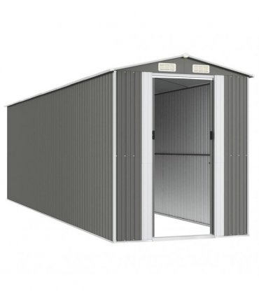 vidaXL Garden Shed Light Grey 192x689x223 cm Galvanised Steel — Size: 192 x 689 x 223 cm