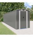 vidaXL Garden Shed Light Grey 192x772x223 cm Galvanised Steel — Size: 192 x 772 x 223 cm