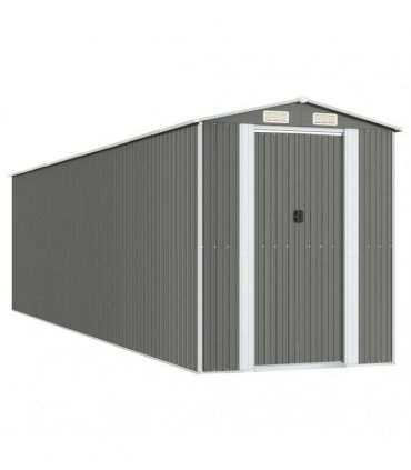 vidaXL Garden Shed Light Grey 192x772x223 cm Galvanised Steel — Size: 192 x 772 x 223 cm