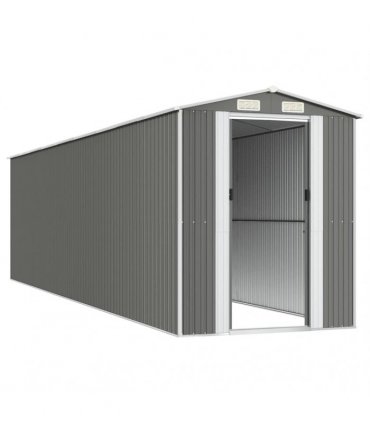 vidaXL Garden Shed Light Grey 192x772x223 cm Galvanised Steel — Size: 192 x 772 x 223 cm