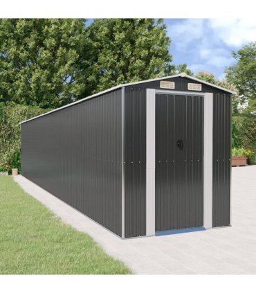 vidaXL Garden Shed Anthracite 192x1021x223 cm Galvanised Steel — Size: 192 x 1021 x 223 cm