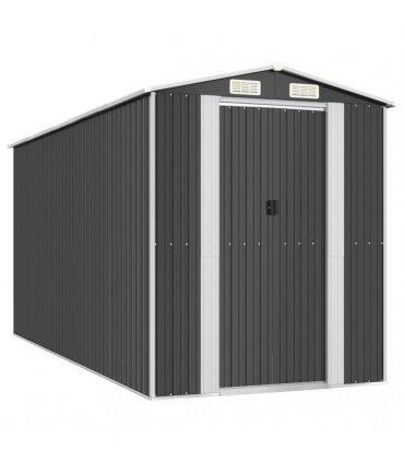 vidaXL Garden Shed Anthracite 192x440x223 cm Galvanised Steel — Size: 192 x 440 x 223 cm