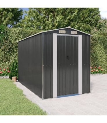 vidaXL Garden Shed Anthracite 192x357x223 cm Galvanised Steel — Size: 192 x 357 x 223 cm