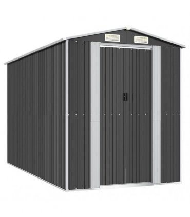 vidaXL Garden Shed Anthracite 192x357x223 cm Galvanised Steel — Size: 192 x 357 x 223 cm