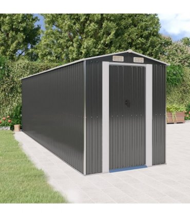 vidaXL Garden Shed Anthracite 192x606x223 cm Galvanised Steel — Size: 192 x 606 x 223 cm