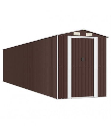 vidaXL Garden Shed Dark Brown 192x938x223 cm Galvanised Steel — Size: 192 x 938 x 223 cm