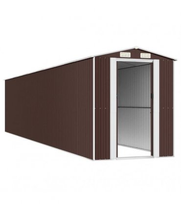 vidaXL Garden Shed Dark Brown 192x938x223 cm Galvanised Steel — Size: 192 x 938 x 223 cm