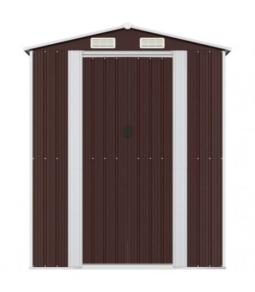 vidaXL Garden Shed Dark Brown 192x440x223 cm Galvanised Steel — Size: 192 x 440 x 223 cm